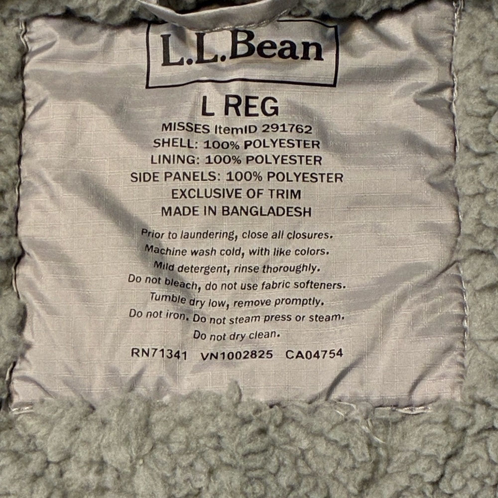 L.L. Bean Women's Quilted Jacket Vest Fleece Lined Full Zip Gray Large - Picture 5 of 10
